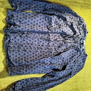 No longer available Boden size 8 navy eyelet long sleeved shirt